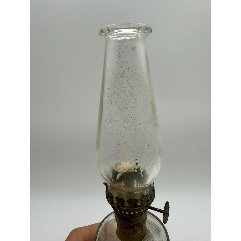 Vintage Miniature Glass Oil Lamp Gold American Eagle Federal Style HJ Logo